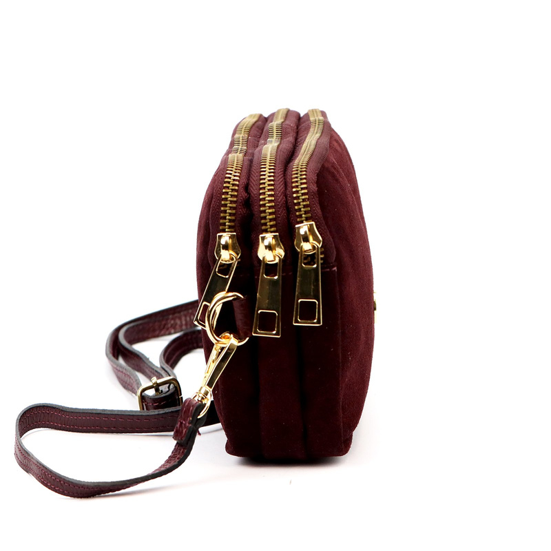 Gregorio damska listonoszka skóra naturalna zamsz trzykomorowa na ramię