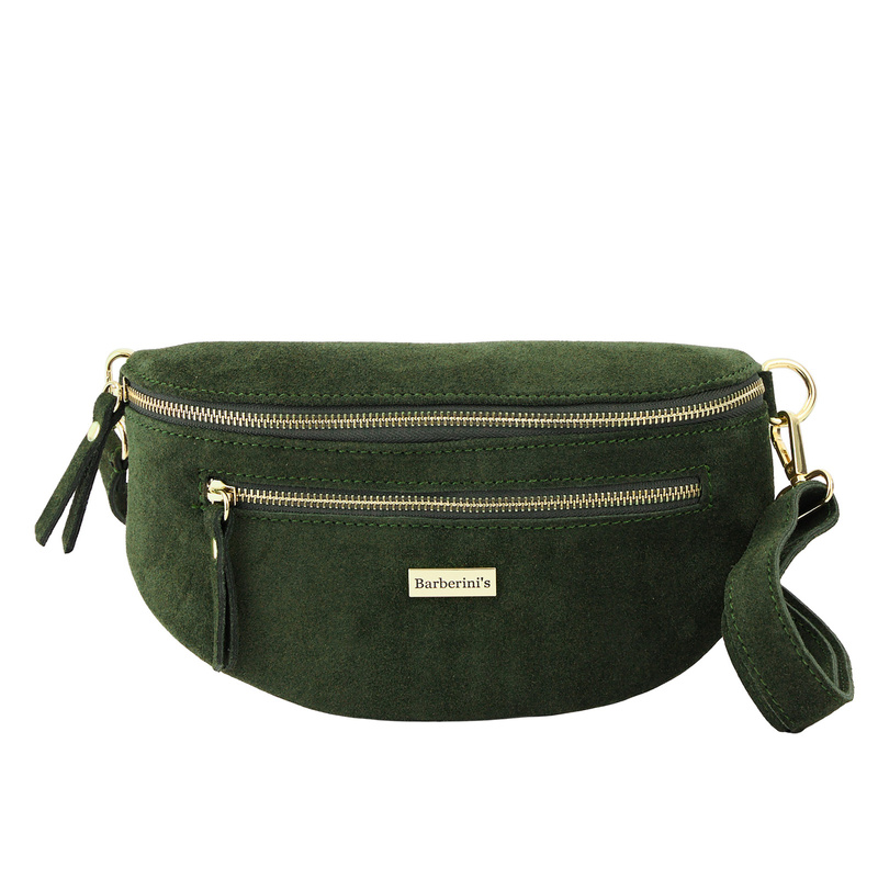 Zamszowa nerka damska Barberinis - Zielona ciemna