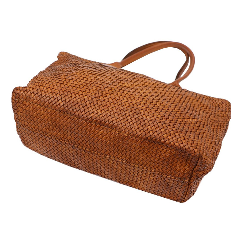 Pleciona shopperbag damska Damska torebka na ramię ze skóry naturalnej VS