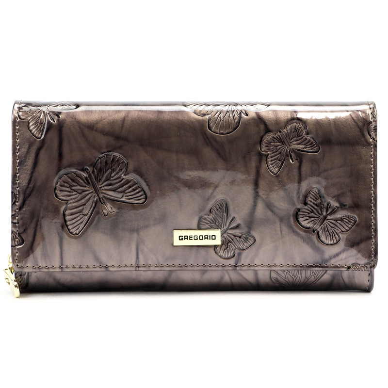 Gregorio damski portfel klasyczny podłużny duża portmonetka lakierowana