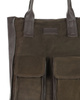 Torebka zamszowa shopper bag z kieszeniami skóra naturalna - MARCO MAZZINI ciemny brąz