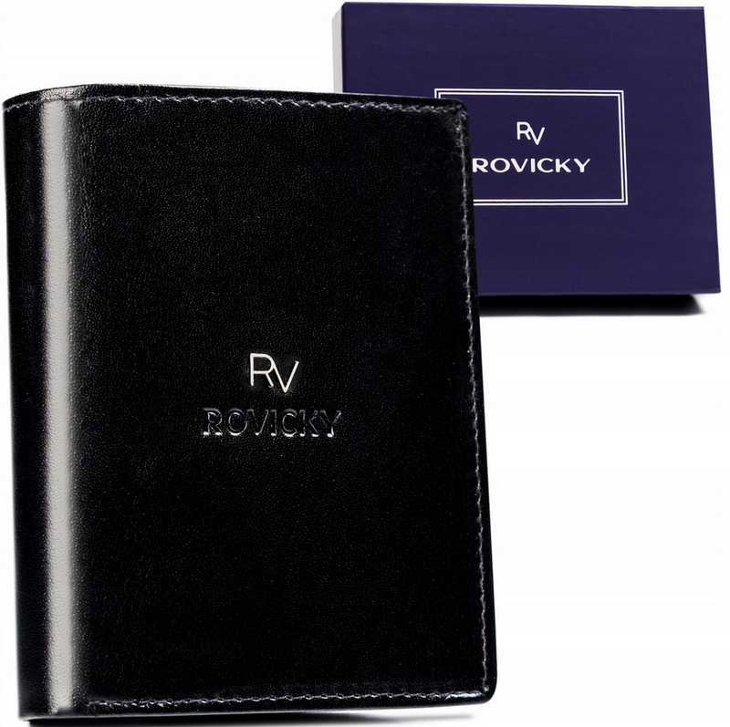 Duży Skórzany portfel męski system RFID Rovicky