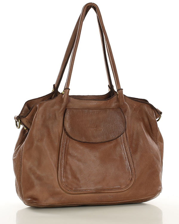 MARCO MAZZINI Torebka skórzana shopper bag ispirato dalla natura brąz