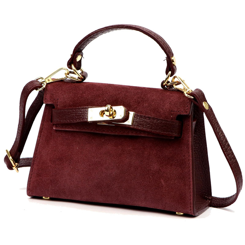 Skórzana Zamszowa damska mała listonoszka torebka na ramię z uchwytem Luka