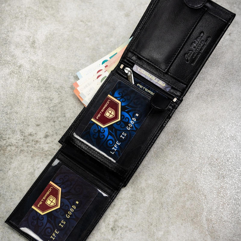 Meski zestaw prezentowy skóra naturalna Peterson PTN SET N992L-DOT BLACK