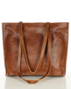 Duża torba shopperka biznesowa damska skórzana - MARCO MAZZINI brązowa