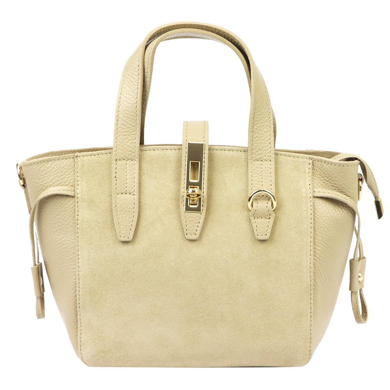 Luka Skórzany damski kuferek torebka do ręki z dopinanym paskiem elegancki