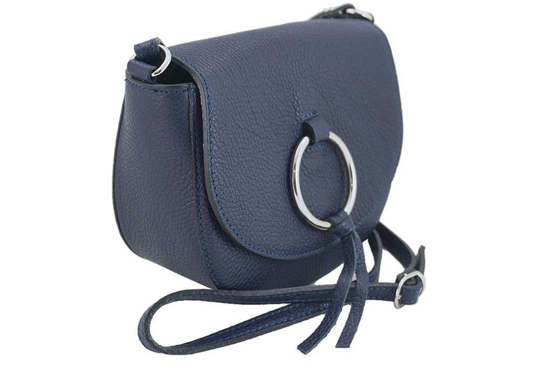 Damska skórzana listonoszka włoska - Szara jasna