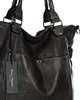 Torebka skórzana XL shopper vintage bag z kieszeniami vera pelle - MARCO MAZZINI czarny