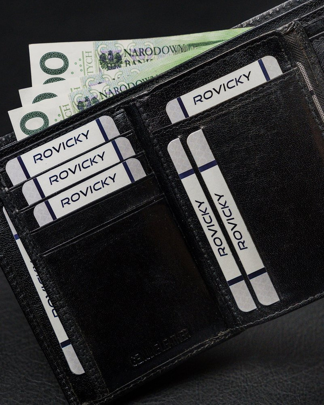 Duży stylowy Skórzany męski portfel Rovicky z RFID