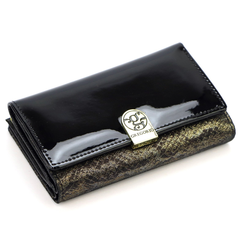 Klasyczny Skórzany damski portfel ze wzorem węża