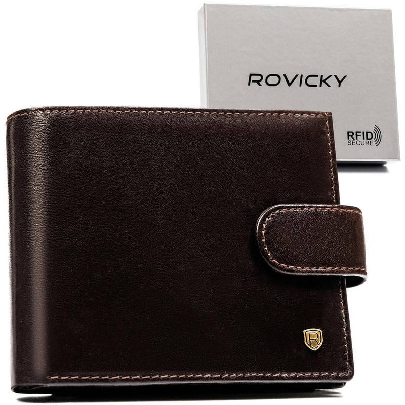 Rovicky portfel męski skóra naturalna rozbudowany pojemny system RFID