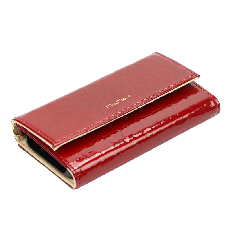 MiaMore etui na telefon Iphone 12 case z klapą skóra krokodyla lakierowana