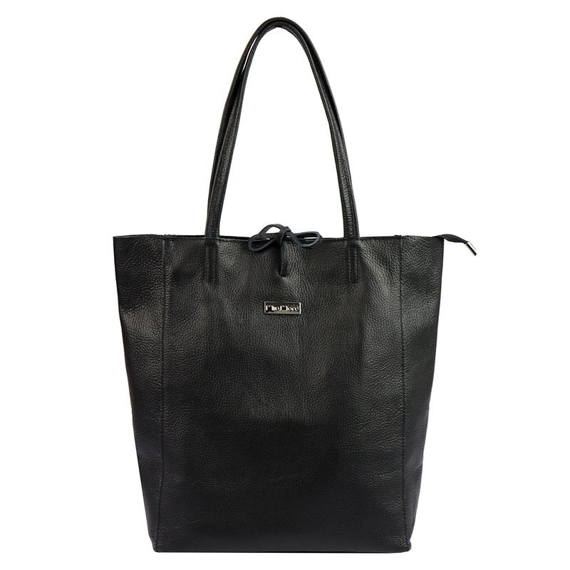 MiaMore Skórzana damska shopperbag duża torabka na ramię z kieszenią