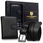 Meski zestaw prezentowy skóra naturalna Peterson PTN SET N4L-SPDM-BW BLACK
