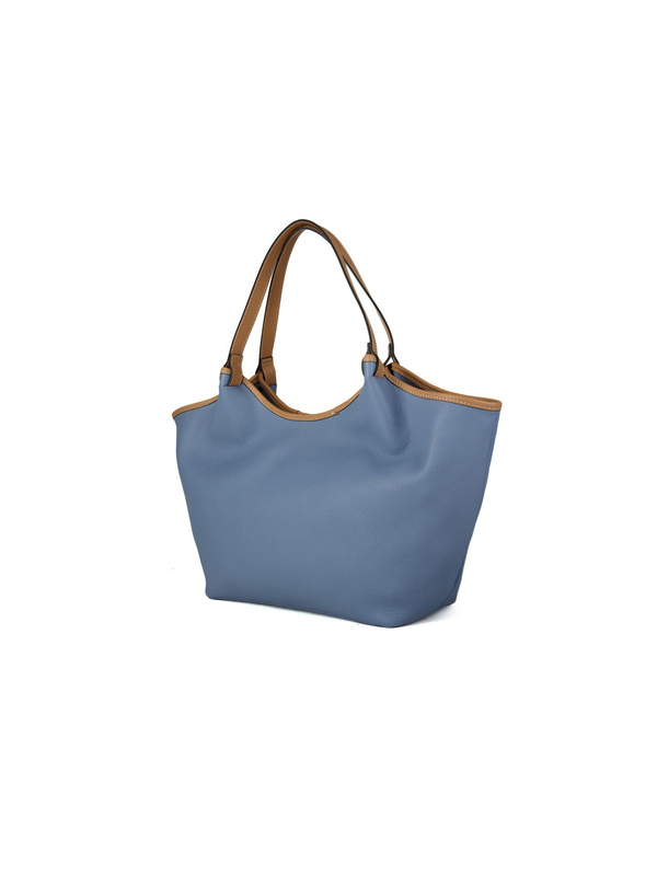 Skórzana torebka shopper Giulia Monti GM1640, błękitno-brązowa