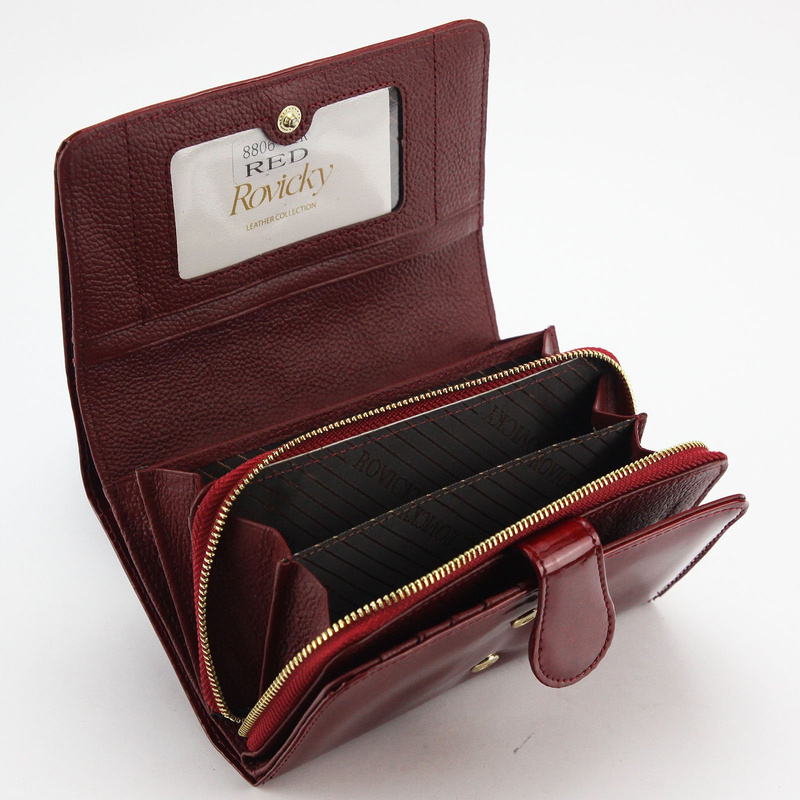 Rovicky damska portmonetka skóra naturalna lakierowana podłużny portfel