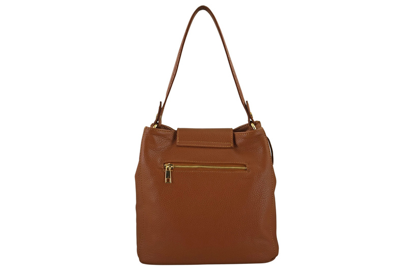 Skórzana torebka boho z frędzlami - Brązowa jasna