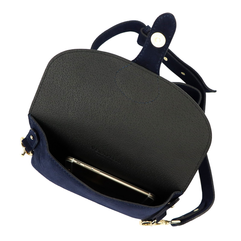 Vera Pelle damska listonoszka na ramię skóra naturalna torebka zamszowa