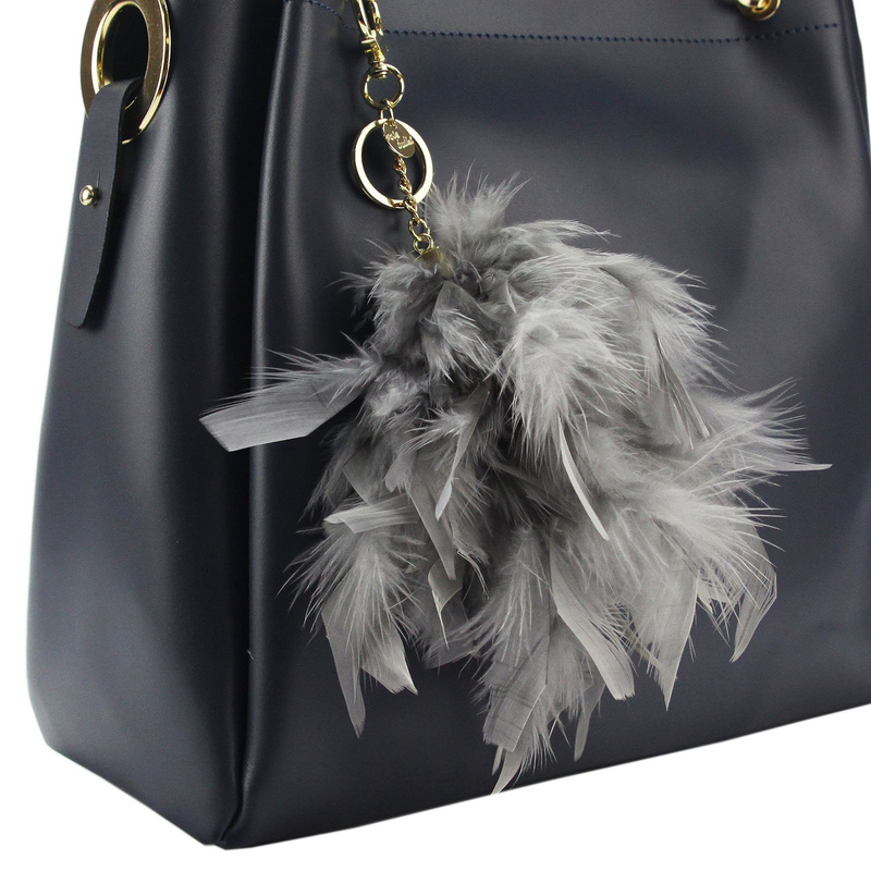 Gregorio Zawieszka pompon brelok z piórami do kluczy do torebki elegancki