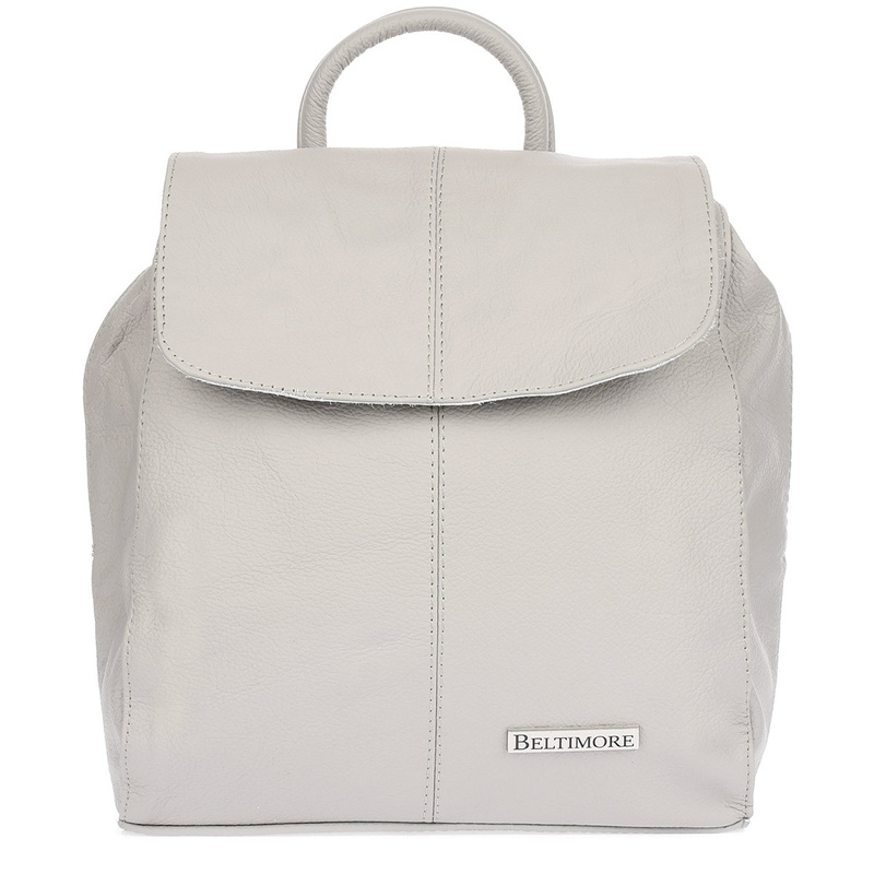 Beltimore plecak skórzany damski z klapą solidny jasno- szary S41
