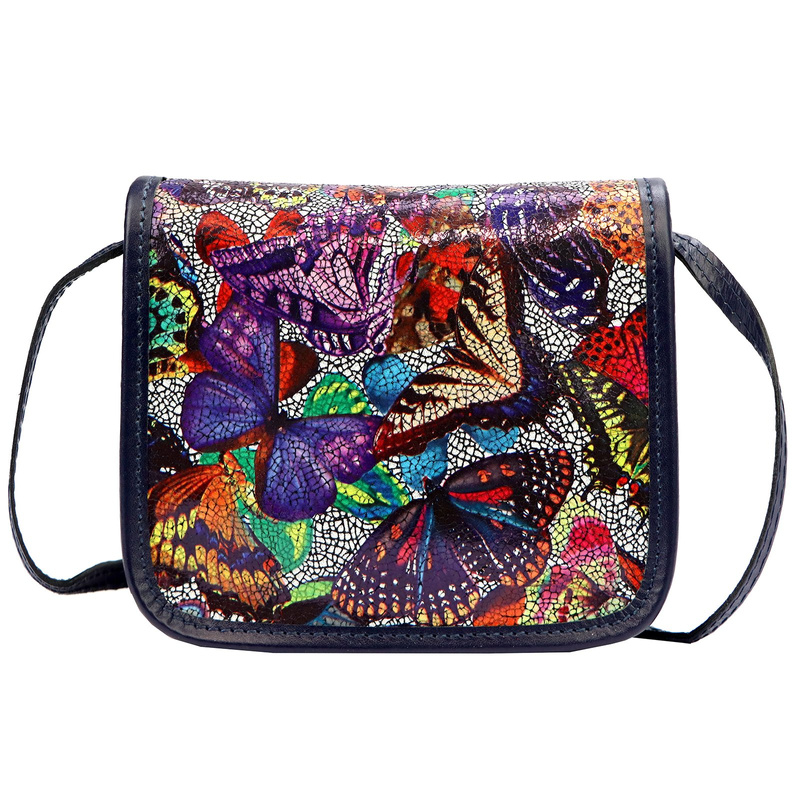 Skórzana damska listonoszka w motyle od Gregorio