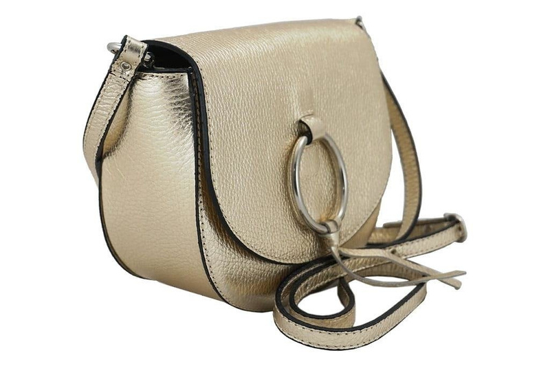 Torebki listonoszki damskie skórzane - Złota