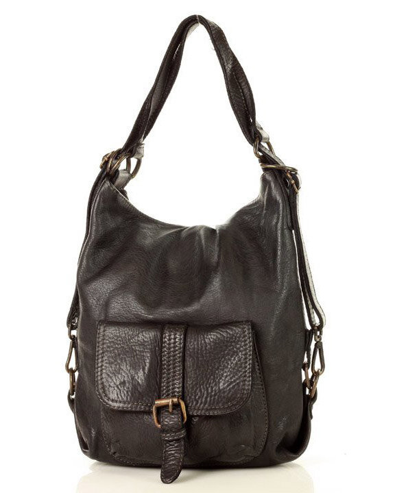 Torba skórzana dla wymagających z opcją plecak old school leather bag - MARCO MAZZINI czarny