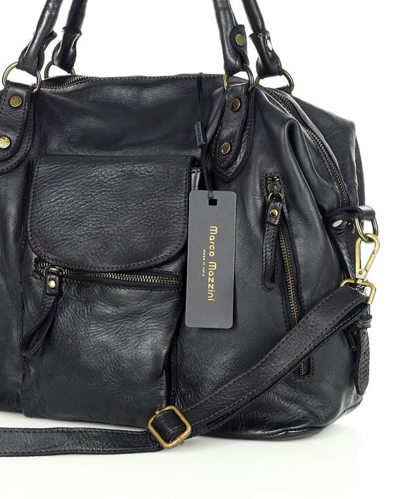 Torba biznesowa bowling retro bag skórzana - MARCO MAZZINI czarny