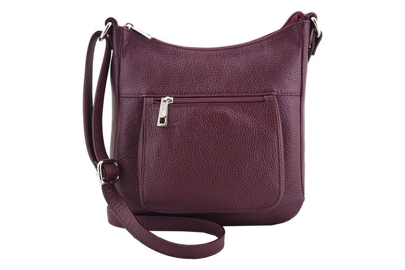 Modna włoska listonoszka skórzana - Zielony ciemny