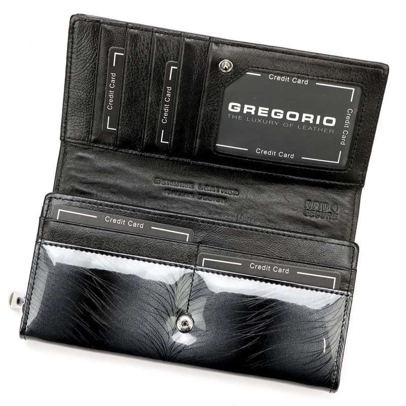 Gregorio damski portfel skóra naturalna podłużna klasyczna portmonetka