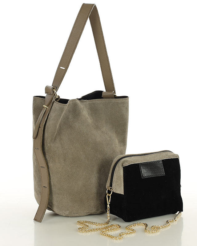 Torebka damska worek hobo bag skóra naturalna - MARCO MAZZINI czarna