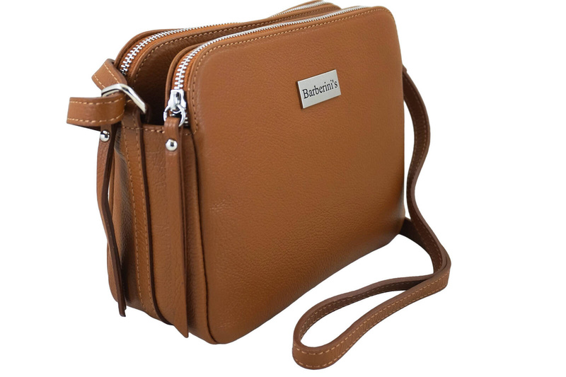 Torebka skórzana damska włoska - Brązowa jasna