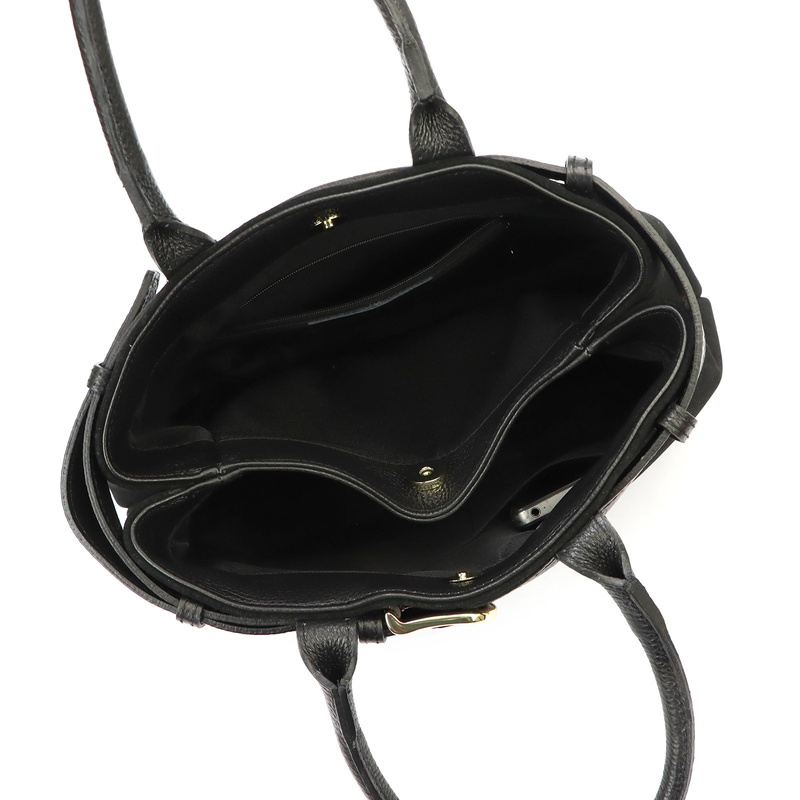 Dwukomorowy Damski skórzany kuferek do ręki z dopinanym paskiem Luka