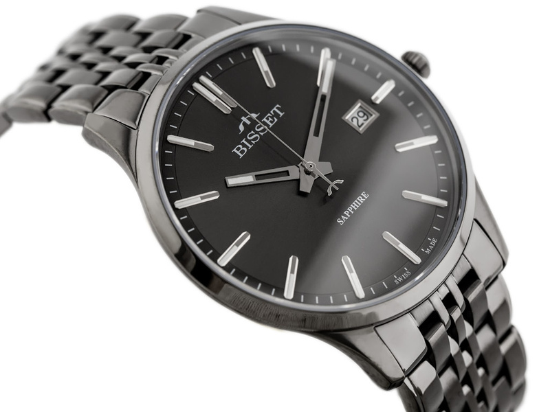 ZEGAREK MĘSKI BISSET BSDF383 (zb094d) - SZAFIROWE SZKŁO
