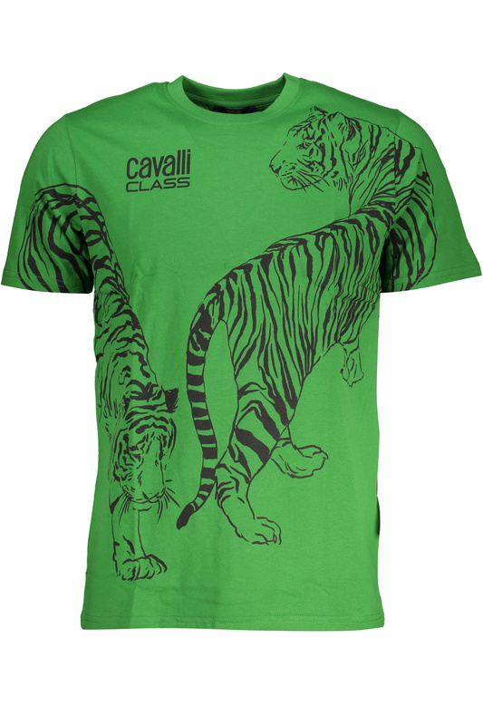 ZIELONY T-SHIRT M�SKI Z KR�TKIM R�KAWEM KLASY CAVALLI