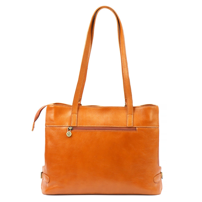 Skórzana elegancka shopperbag pojemna na ramię z kieszeniami Florence