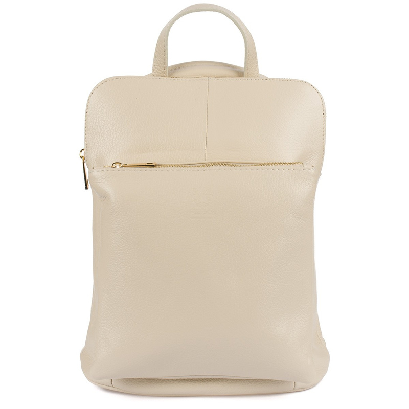 Skórzany plecak damski torba 2w1 elegancki A4 włoski pojemny ecru Vera Pelle S40