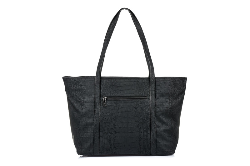 Czarna Duża Torebka Damska Shopper Listonoszka B70