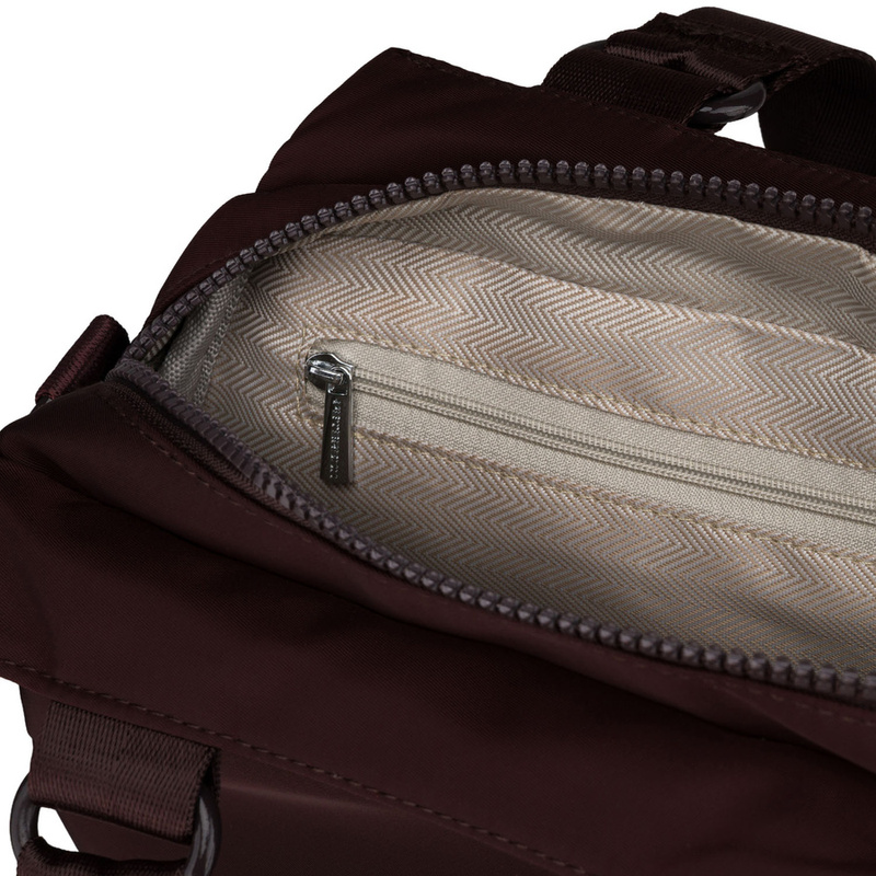 Listonoszka damska z poliestru w bordowym kolorze zawieszona na uchwytach i doczepianym pasku - Peterson