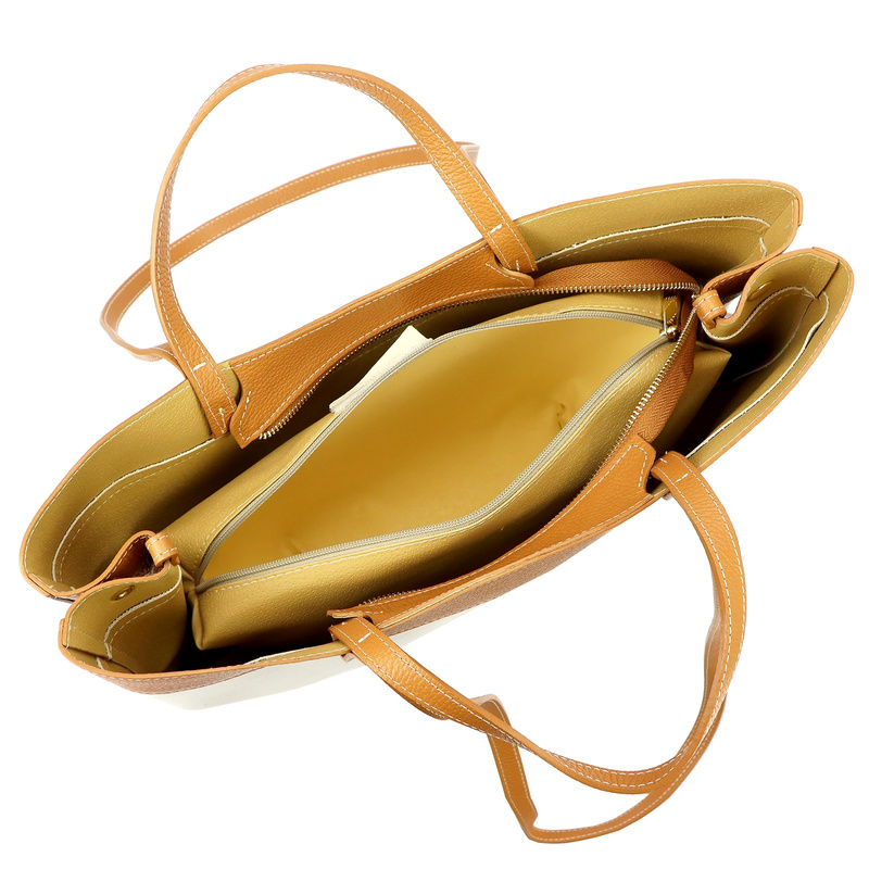 Vera Pelle Dużadamska shopperbag z lnem torebka na ramię z kosmetyczką