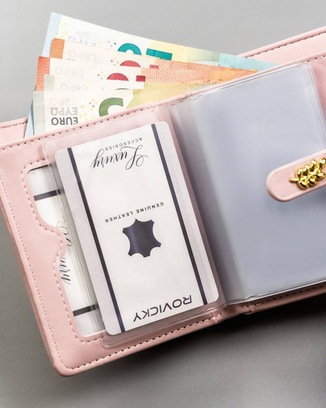 Mały damski portfel z haftem liści od 4U Cavaldi