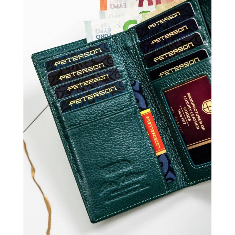 Klasyczny skórzany portfel damski z RFID Peterson