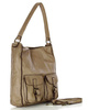 Torebka skórzana na ramię z kieszonkami safari leather bag - MARCO MAZZINI beż taupe