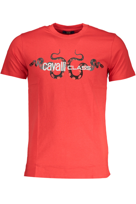 T-SHIRT M�SKI Z KR�TKIM R�KAWEM KLASY CAVALLI CZERWONY