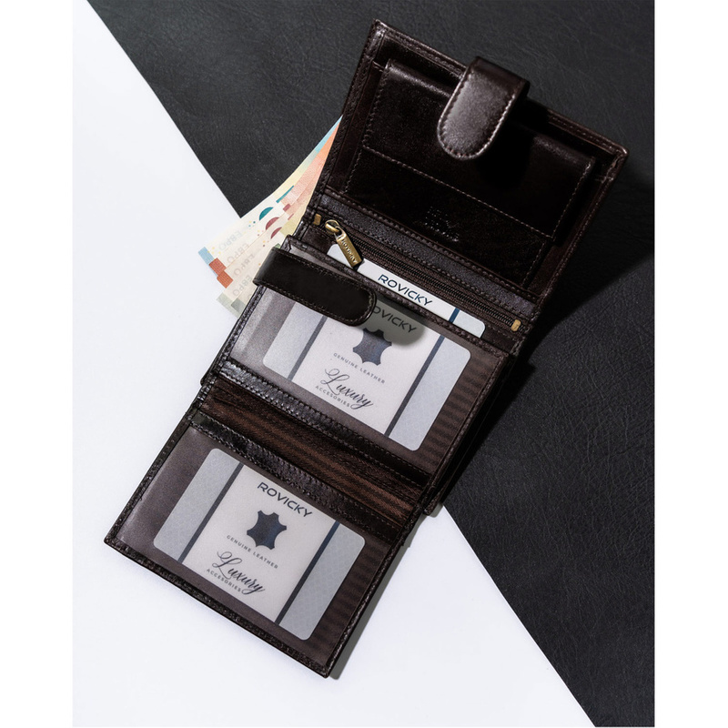 Skórzany męski portfel Rovicky N104L-RVT RFID
