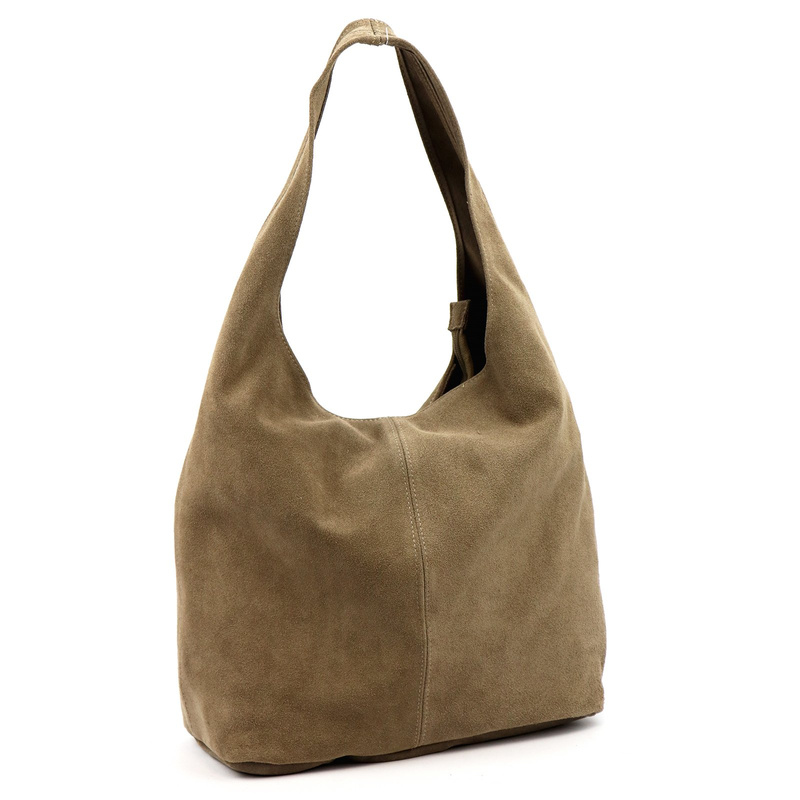 Vera Pelle damska duża torebka na ramię skóra naturalna zamszowa shopperbag