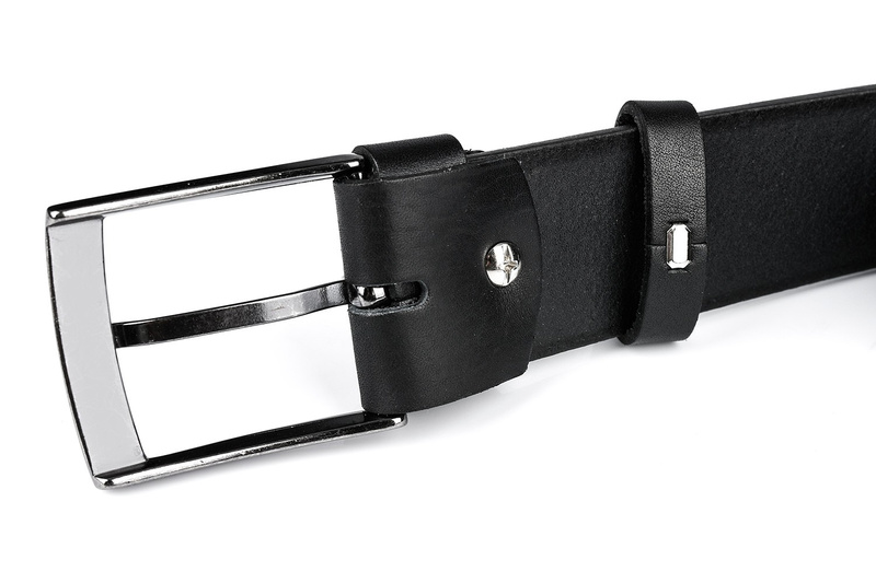 Beltimore skórzany licowy pasek męski czarny premium E14 : Kolory - czarny, Rozmiar pasków - r.90-105 cm