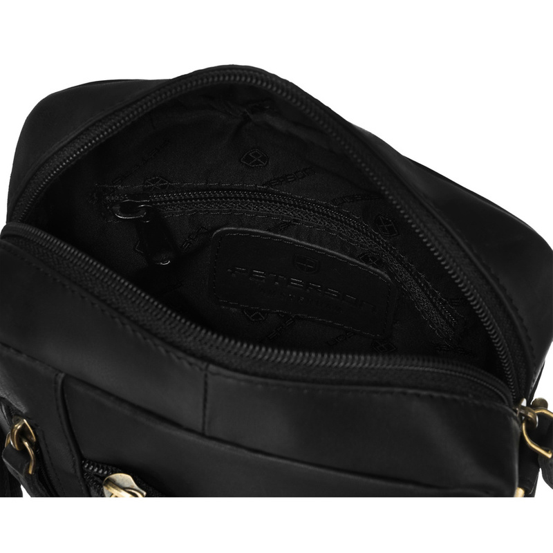 Klasyczna skórzana listonoszka męska z kieszonkami - Peterson