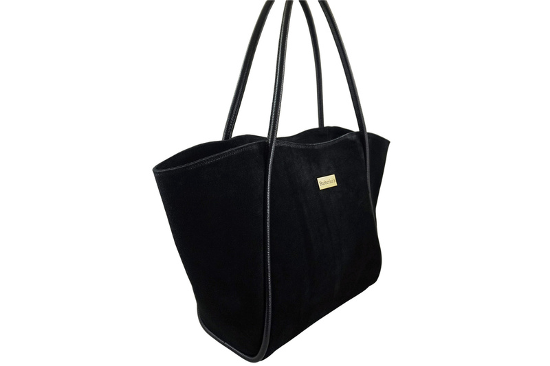 Barberinis - torebka duża zamszowa na ramię - Czarna